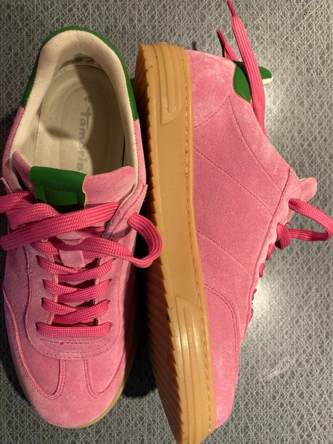 Rosa Tamaris sneakers med gröna detaljer - 2