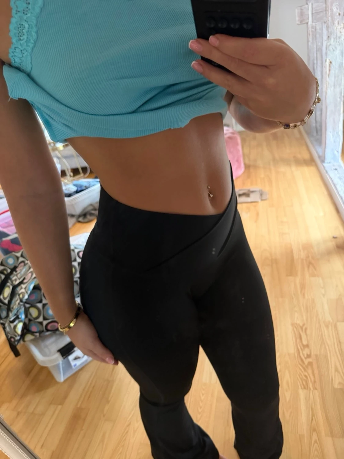 Svarta bootcut leggings - 2