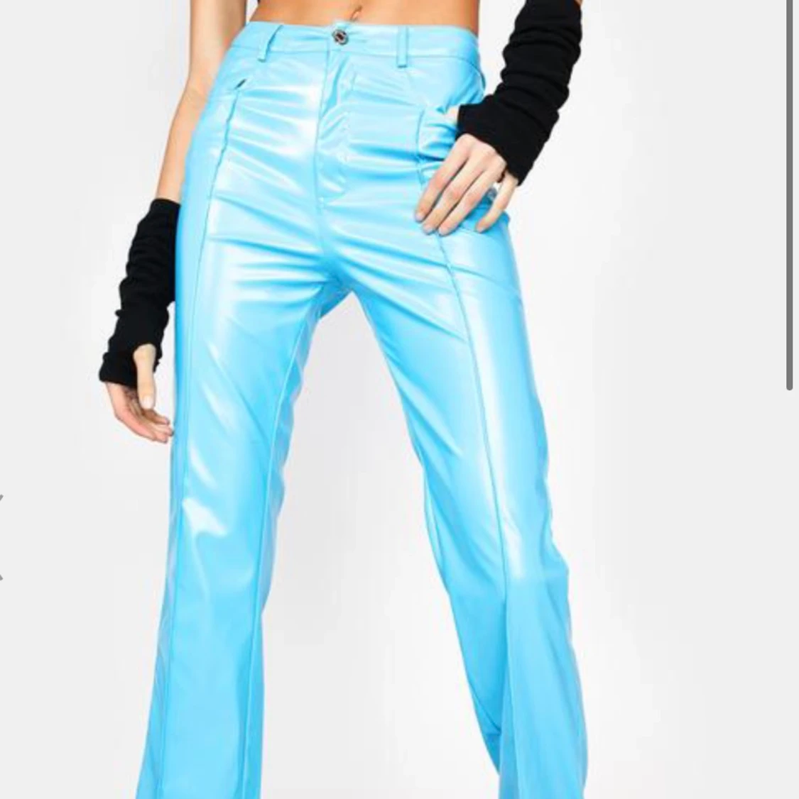 Blåa läder byxor  - 90