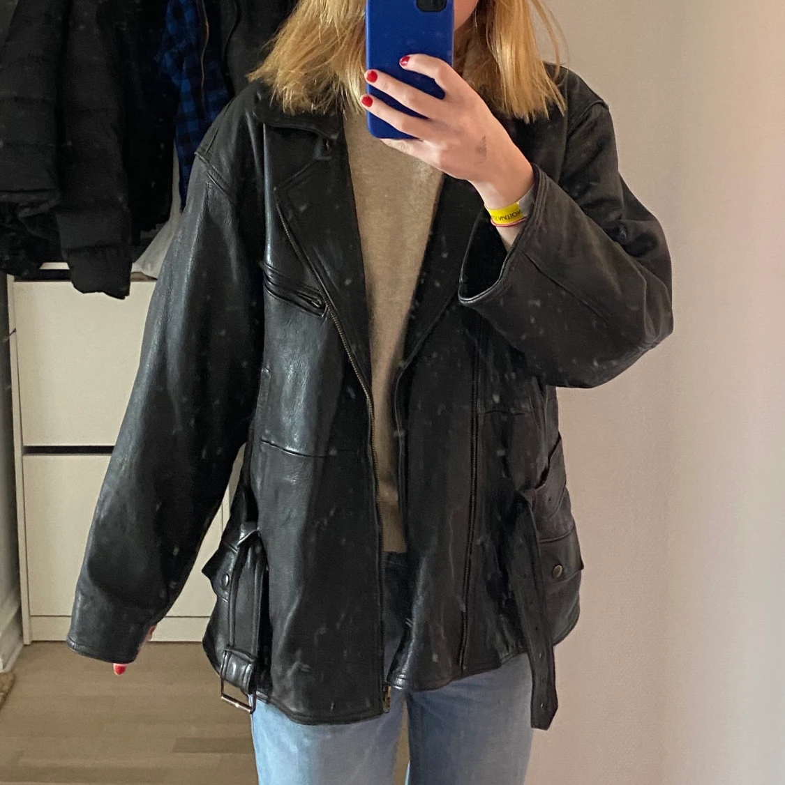 Skinnjacka i äkta läder - 91