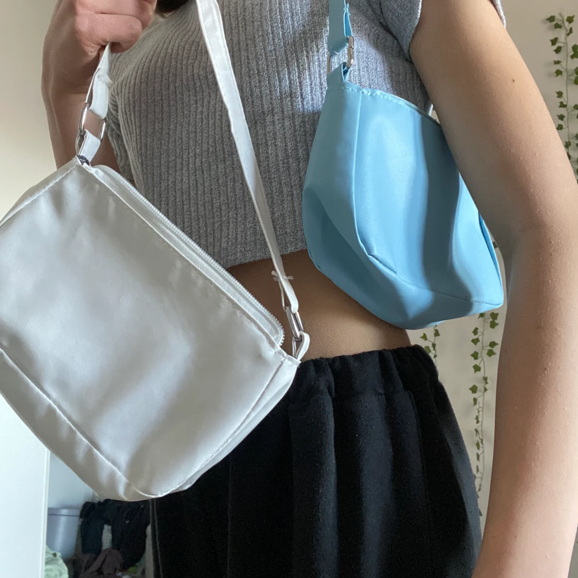 Blå vit Axelväska handväska  - 90