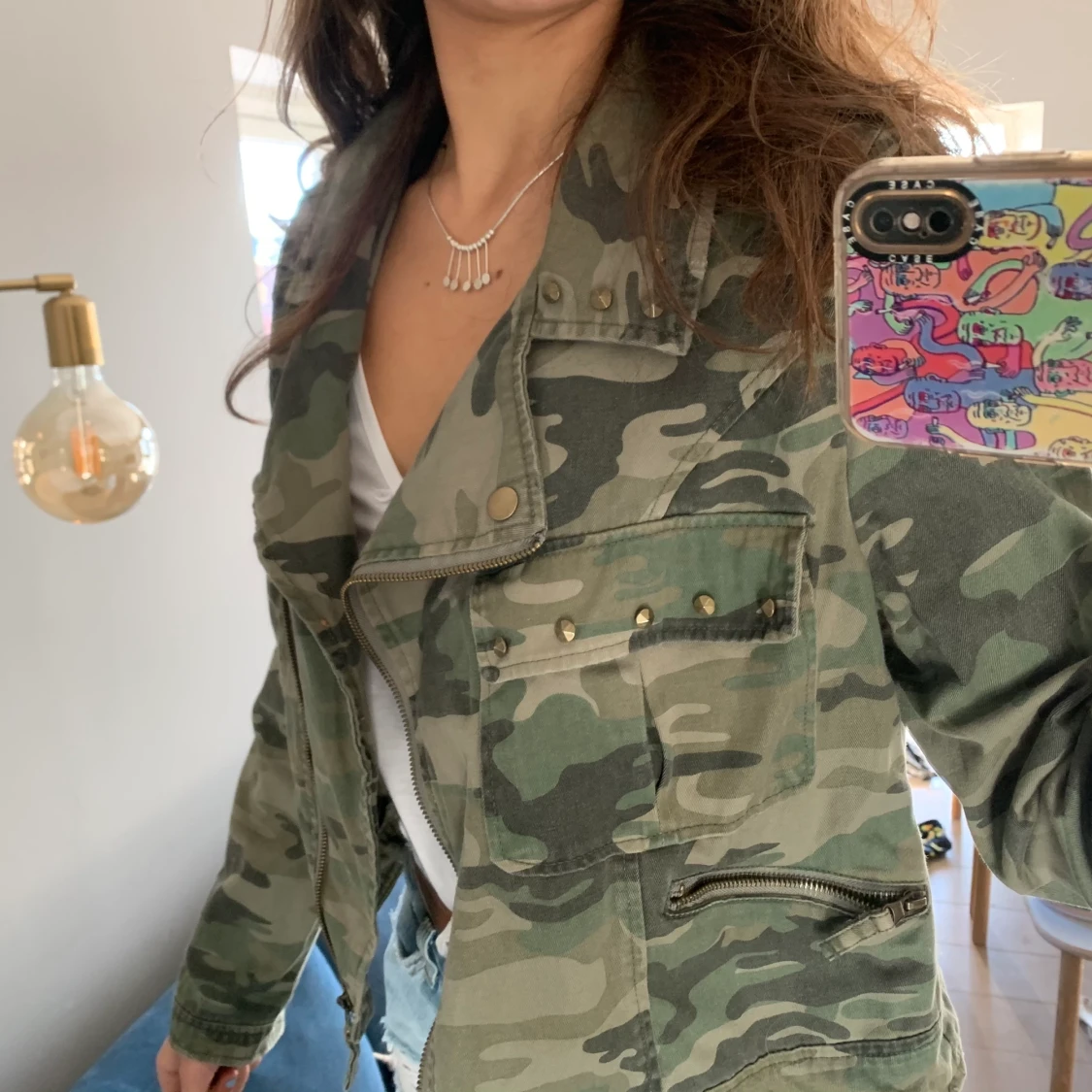 Militär jeans jacka - 90