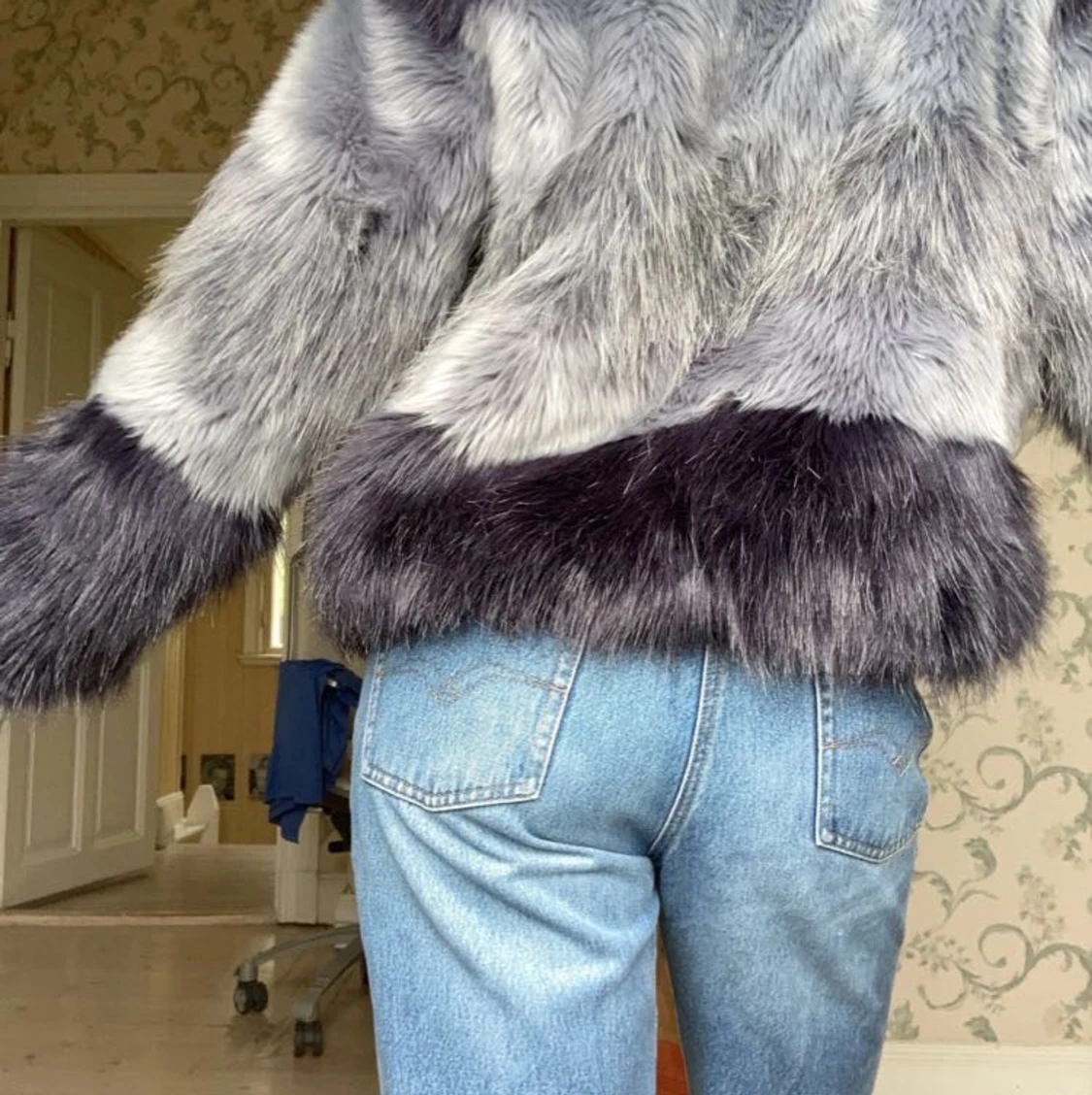 Lila grå pälsjacka❤️ - 90