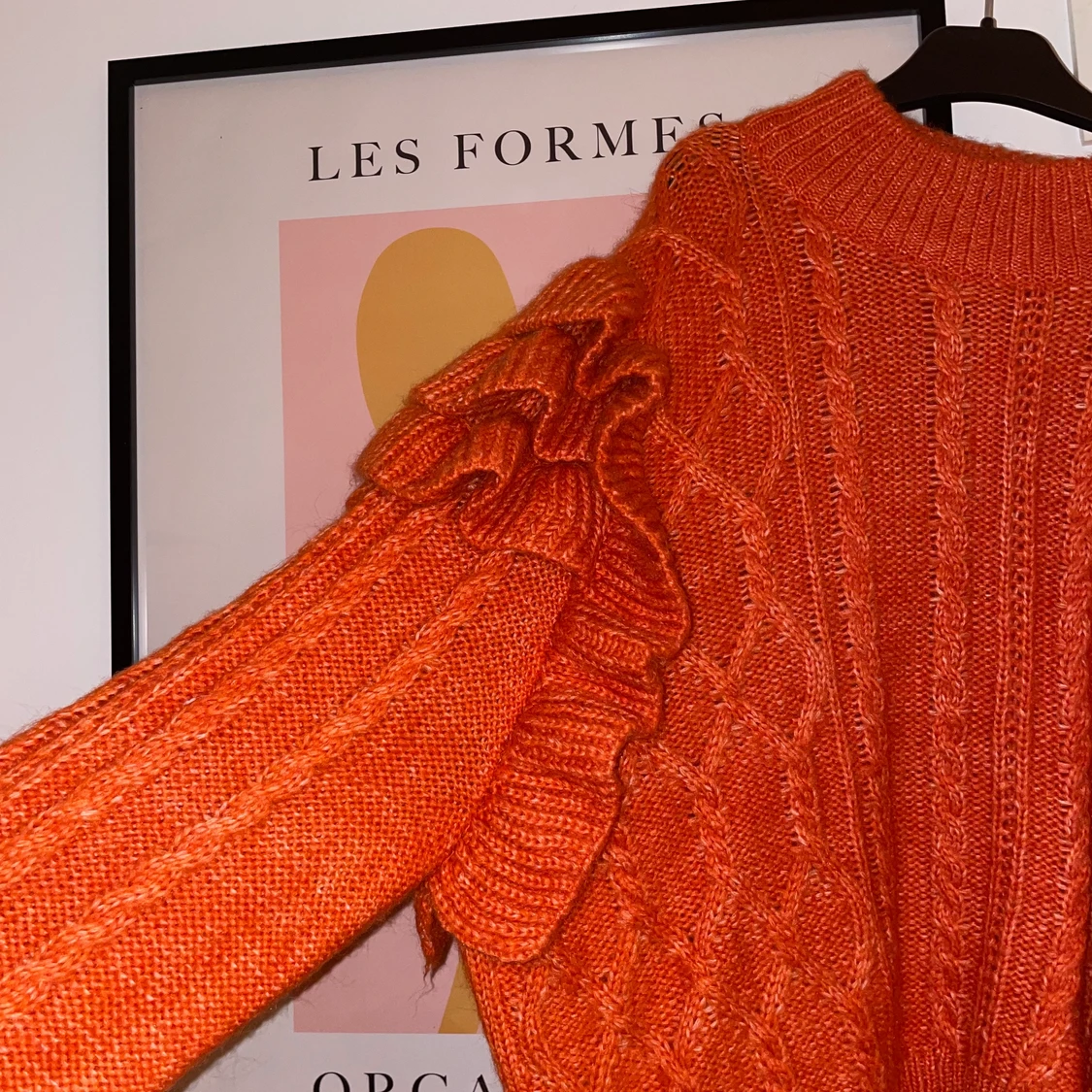 Orange stickad tröja - 90