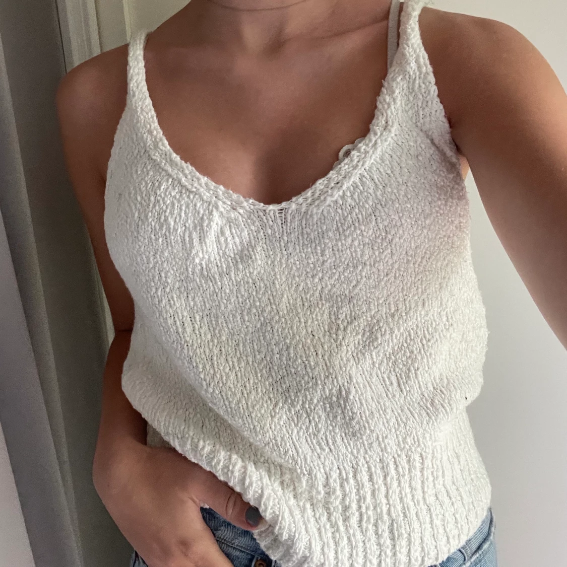 Stickat vitt linne  - 91