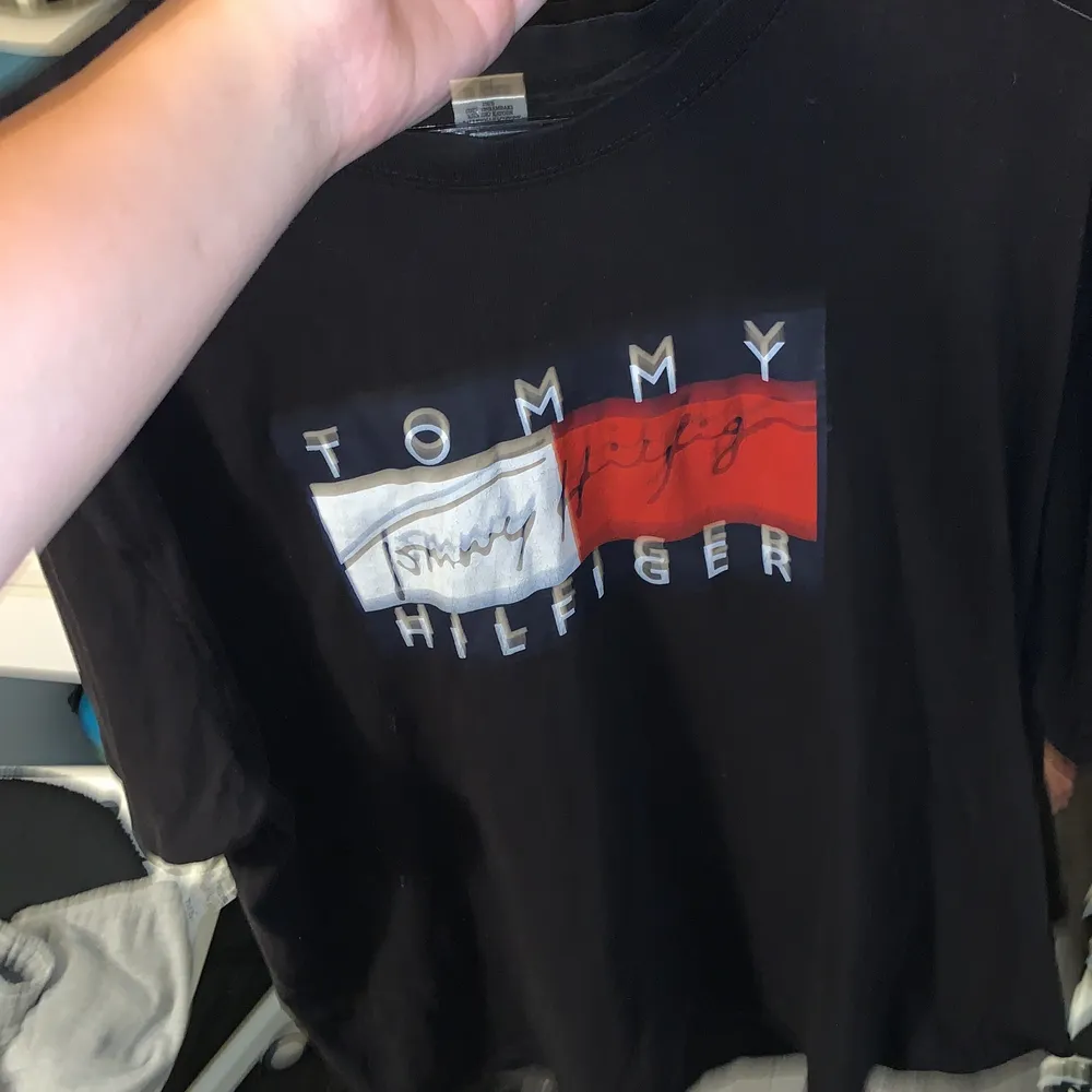Fake tommy hilfiger tröja från aiya napa, köpte för 100 kronor, storlek 3XL men mer som en XL, använd 2 gånger till stranden men inte mer.. T-shirts.