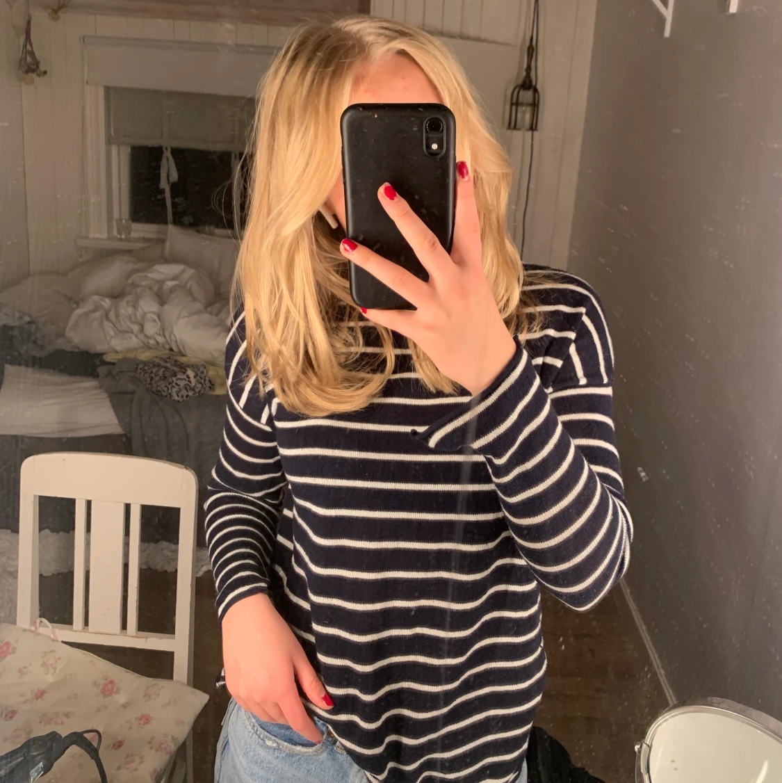 Randig stickad tröja