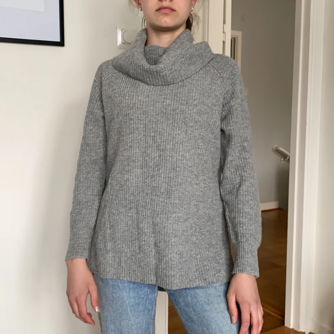 esprit Långa gråa stickadtröja XS