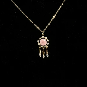 Halsband, drömfångare - rosa - Halsband i rostfritt stål med berlock i cubic zirkonia, fri frakt✨