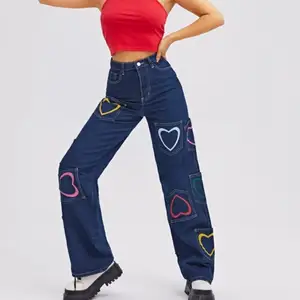 Cute, baggy pants with heart covered pockets❤️
