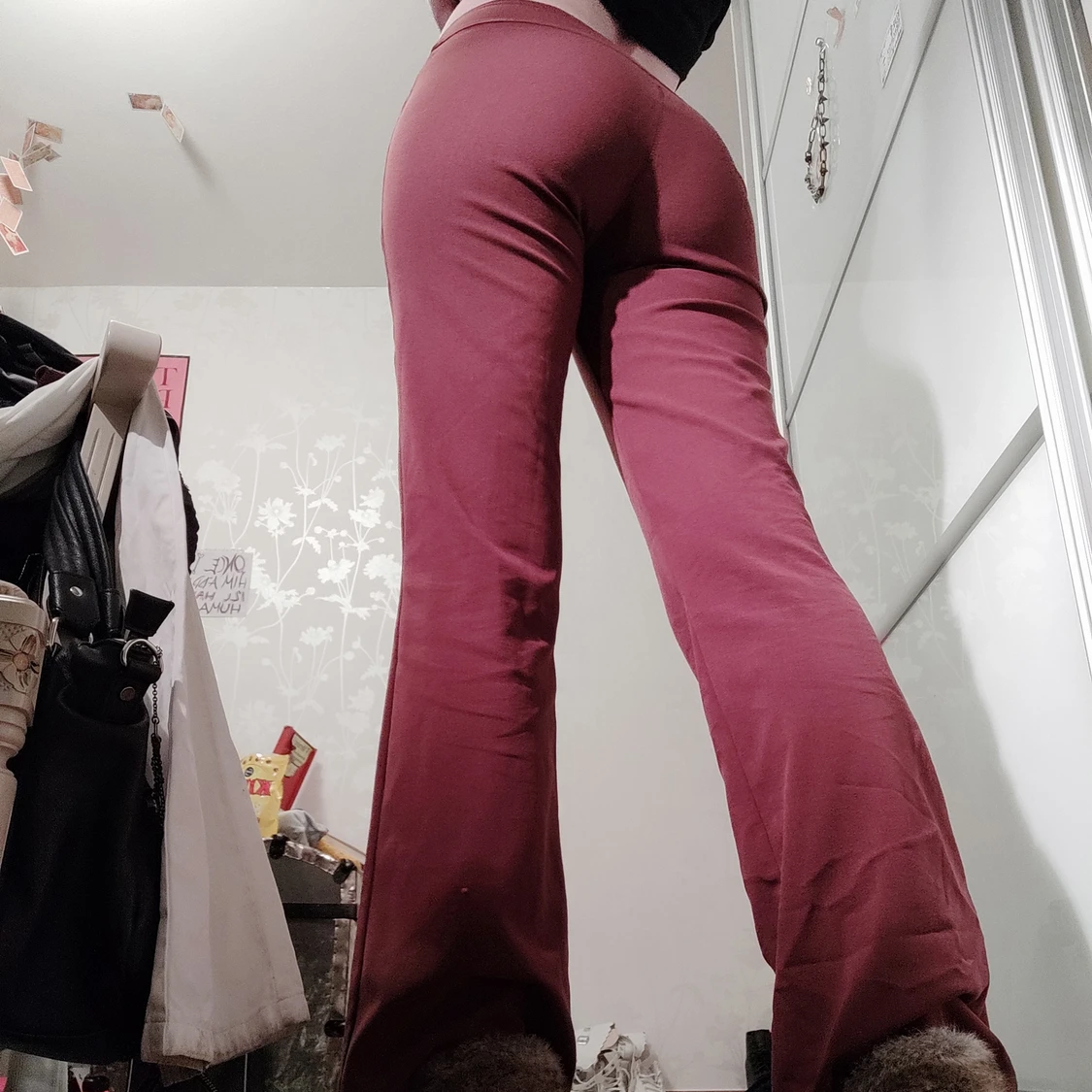 70s Bruna stretchiga byxor med flare - 90