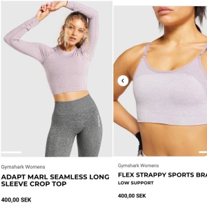 Gymshark Toppar (250 kr/st,400 för båda) - Två OANVÄNDA toppar i S från Gymshark. Färgen är ”marl purple”. Den långärmade toppen finns inte att köpa på Gymsharks sida för tillfället. Otroligt bekväma, men tyvärr för små för mig. De var gåvor så därför kan jag inte skicka dem t Gymshark. Jag har tagit ur stoppningen i sport bh-n men har kvar dem om de önskas!   250 kr/st, 400 kr för båda. (400 kr/st nypris)  Långärmad topp: https://se.gymshark.com/products/gymshark-adapt-marl-seamless-long-sleeve-crop-top-purple  Sport Bh: https://se.gymshark.com/products/gymshark-flex-strappy-sports-bra-purple-marl-grey  Storleksguide: https://support.gymshark.com/sv/article/womens-size-guide 
