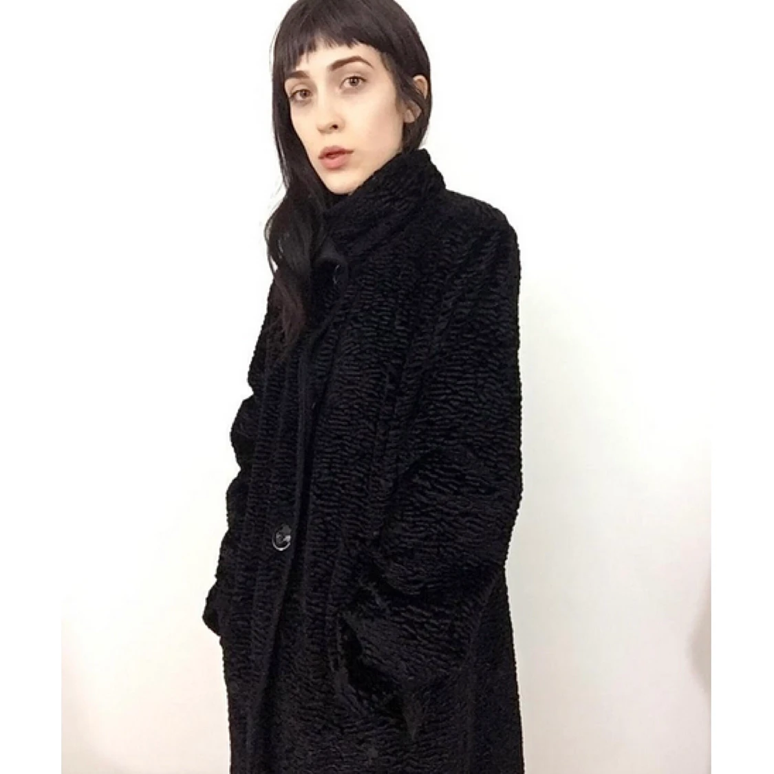 Vegan velvet Fauxfur svart jacka St.M