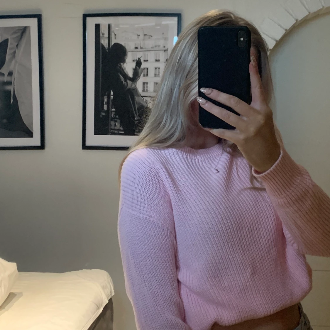 Rosa stickad tröja - 91