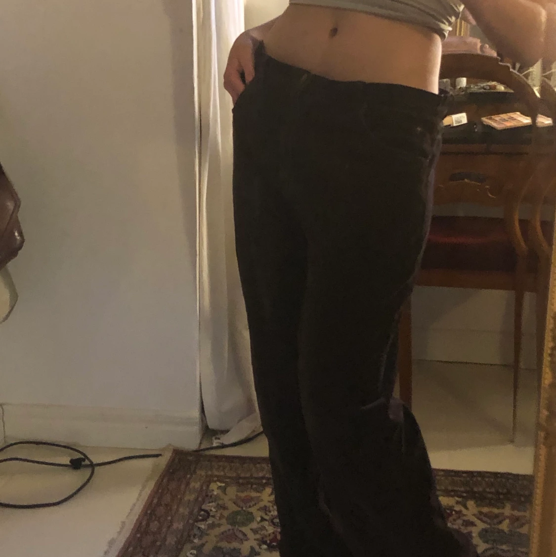 Bruna manchesterbyxor - 90