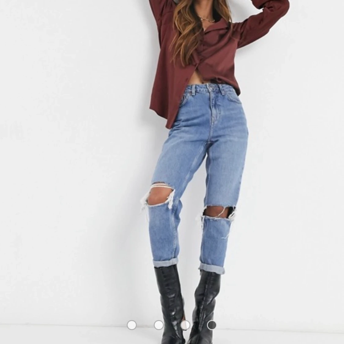 ASOS DESIGN relaxed satin long sleeve shirt in berry - 90