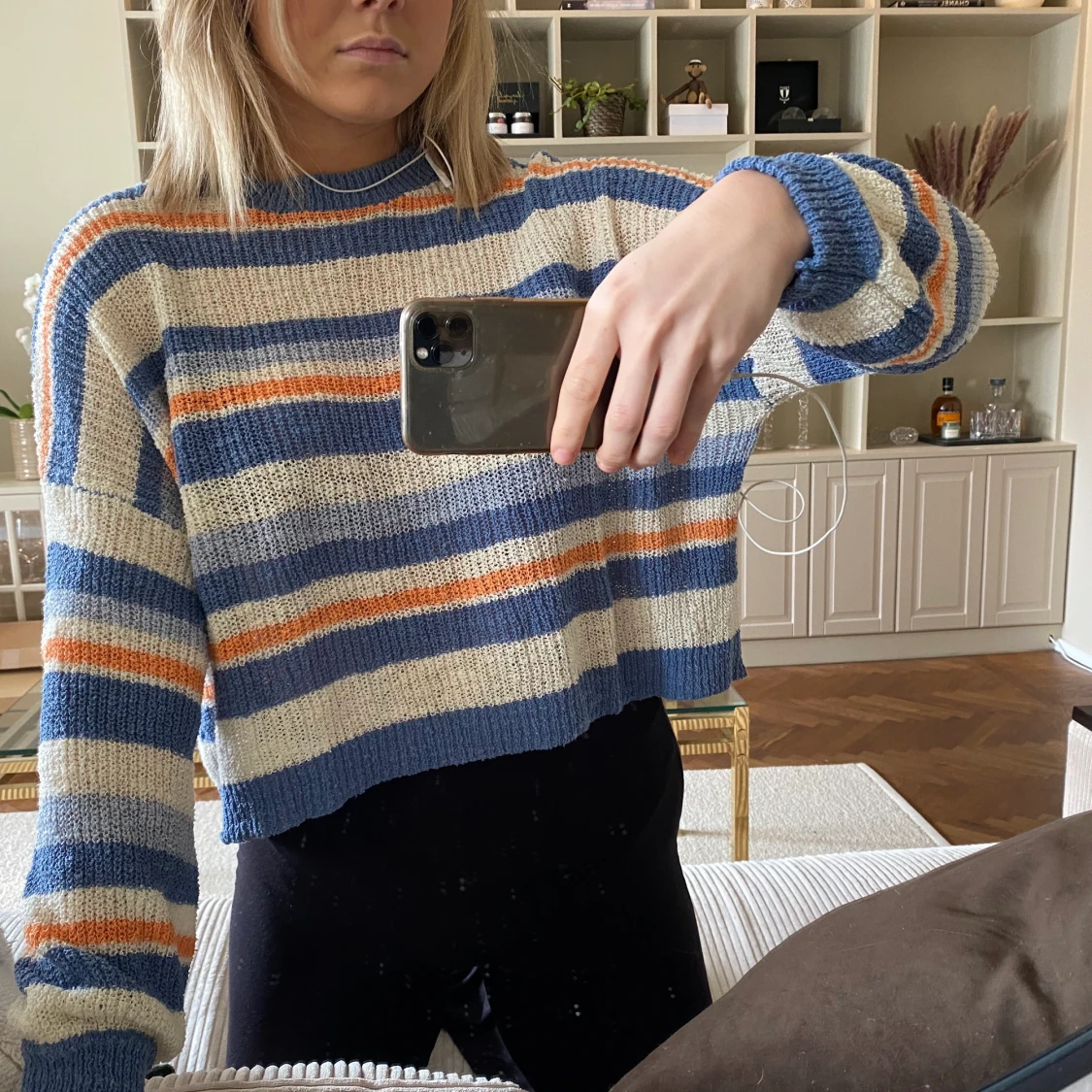 Färgglad stickad tröja