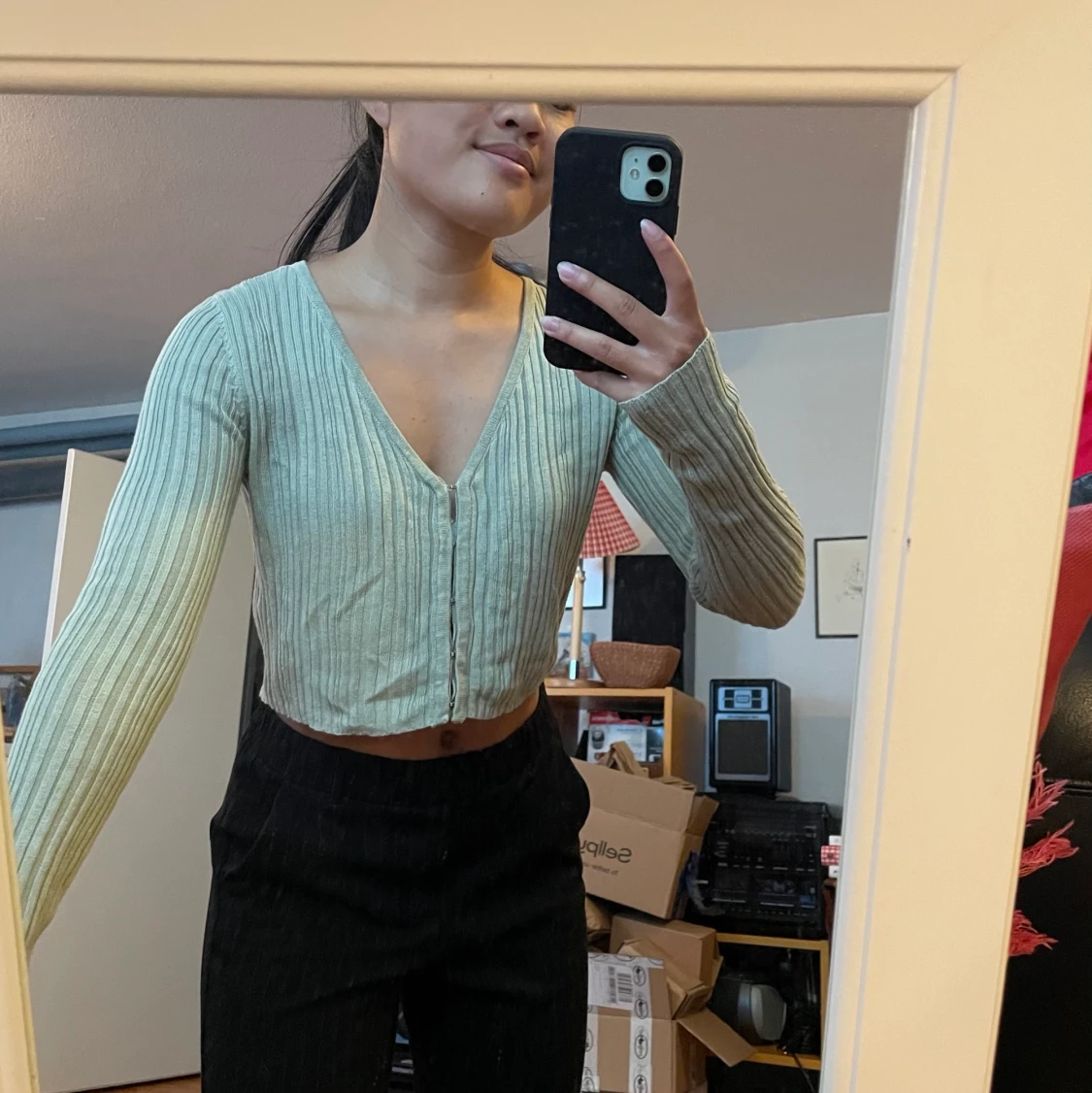 Populär grön liten kofta 🌸 storlek XS