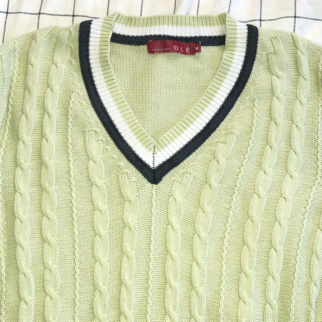 stickad ljusgrön tröja - 90
