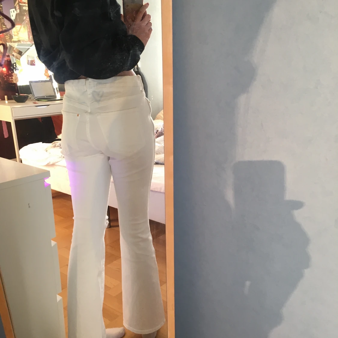 Vita utsvängda Denim jeans - 90