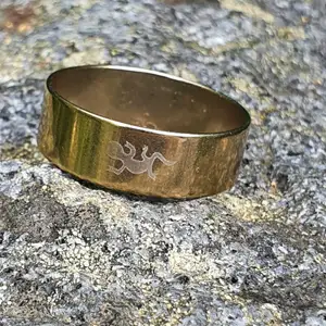 Guld ring av rostfritt stål. ödla print. Inre diameter 17,5 mm. Gord av stål så kommer inte färga av