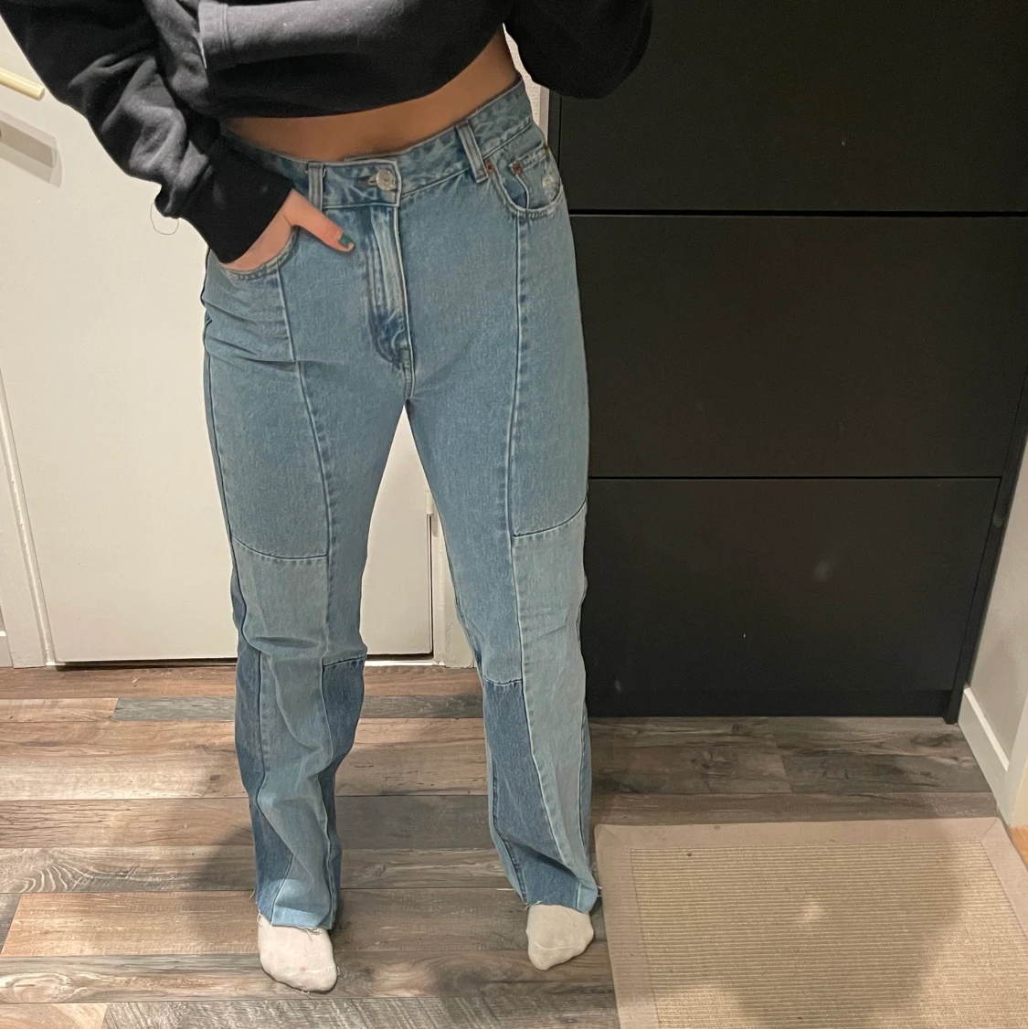 Raka blåa jeans - 90