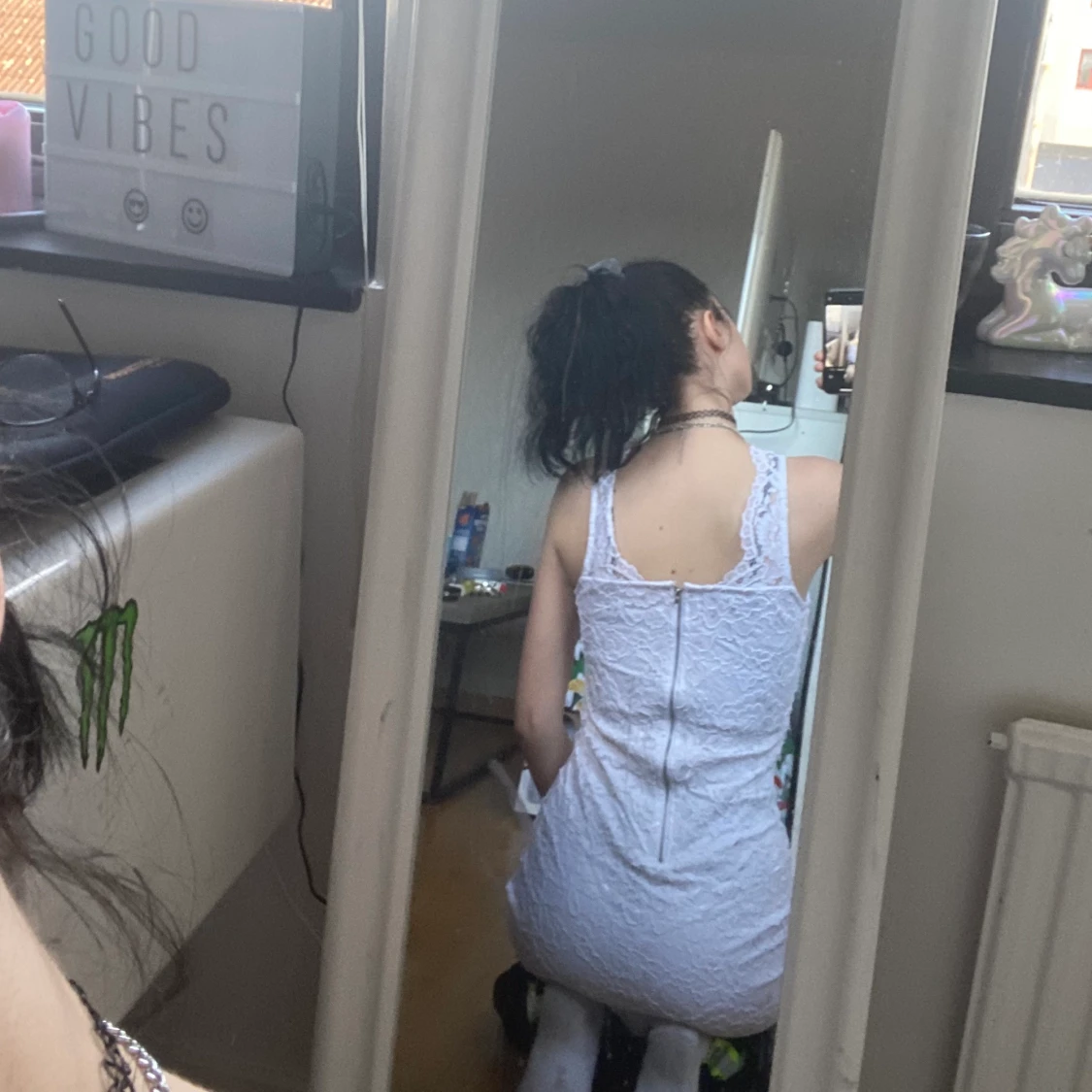 Vit spets klänning  - 91