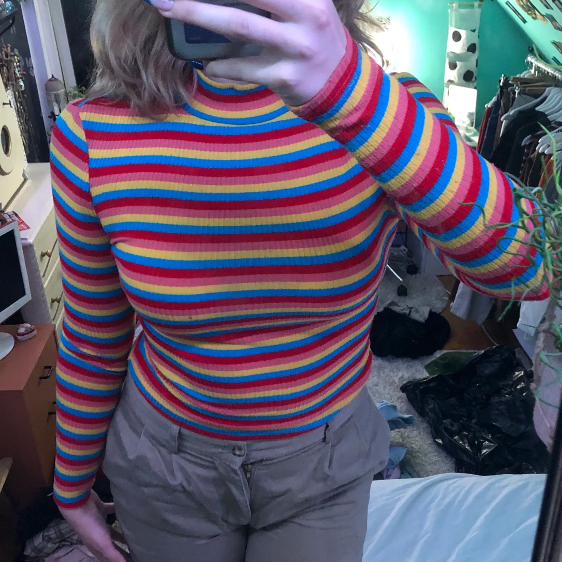 Ribbad färglad Randig polotröja