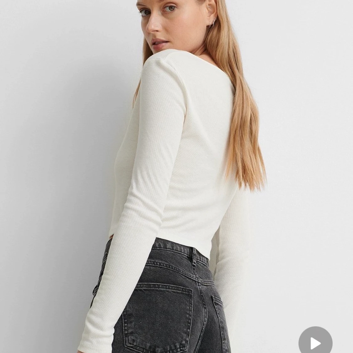 Vit ribbstickad tröja NAKD - 90