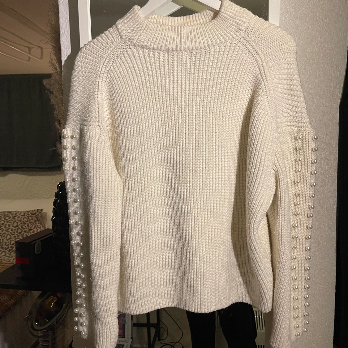 Vit stickad tröja från HM strl S - 90