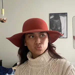 Orange/brun hatt från Gina tricot. Pris 50 