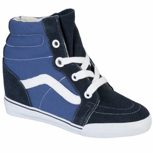 Vans hidden wedge blue hightops - leather vans Sk8 Hi hidden wedge blue hightops. only worn a few times, basiclly in new condition. size is 37 but also fits well on 36