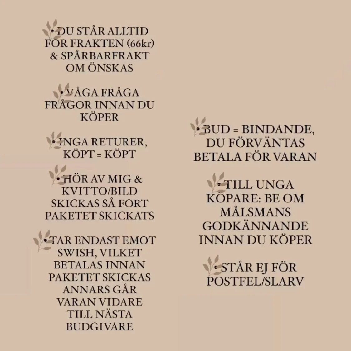 Mina köpvillkor 🤎 Läs igenom innan du köper - 90