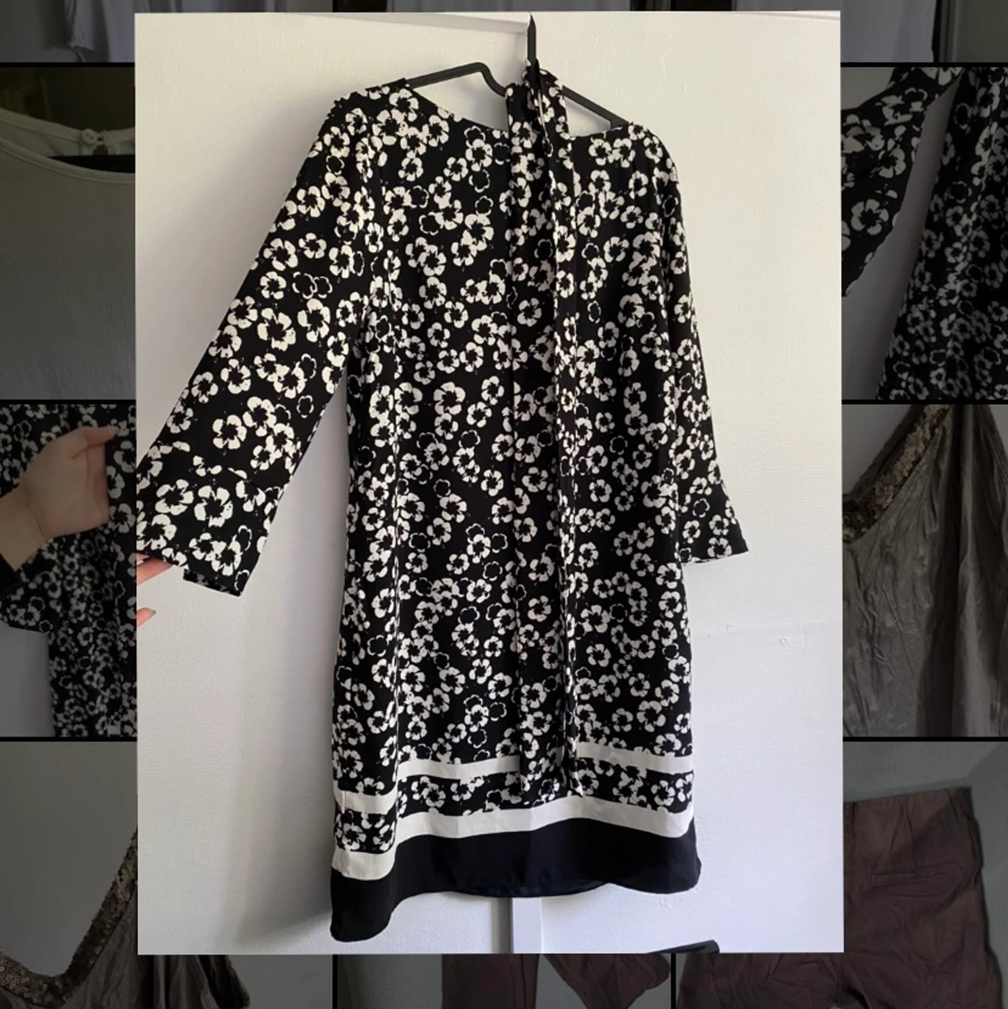 Svart/vit blommig klänning