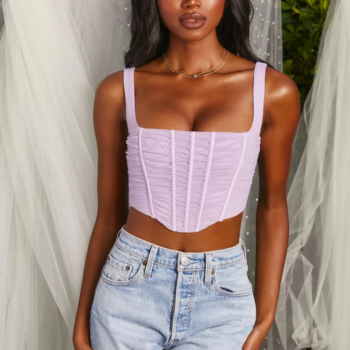 Mesh Corset Crop Top, strl 36