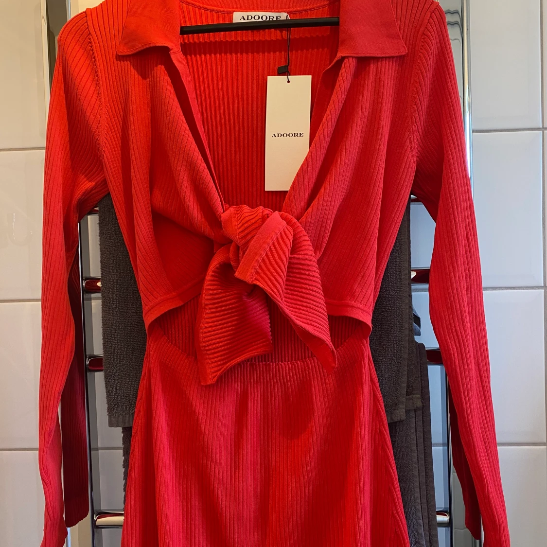 Adoore Knitted riviera dress röd strl 38