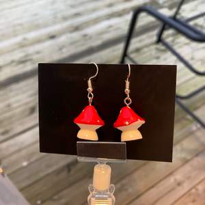 Mushroom earrings, handmade resin