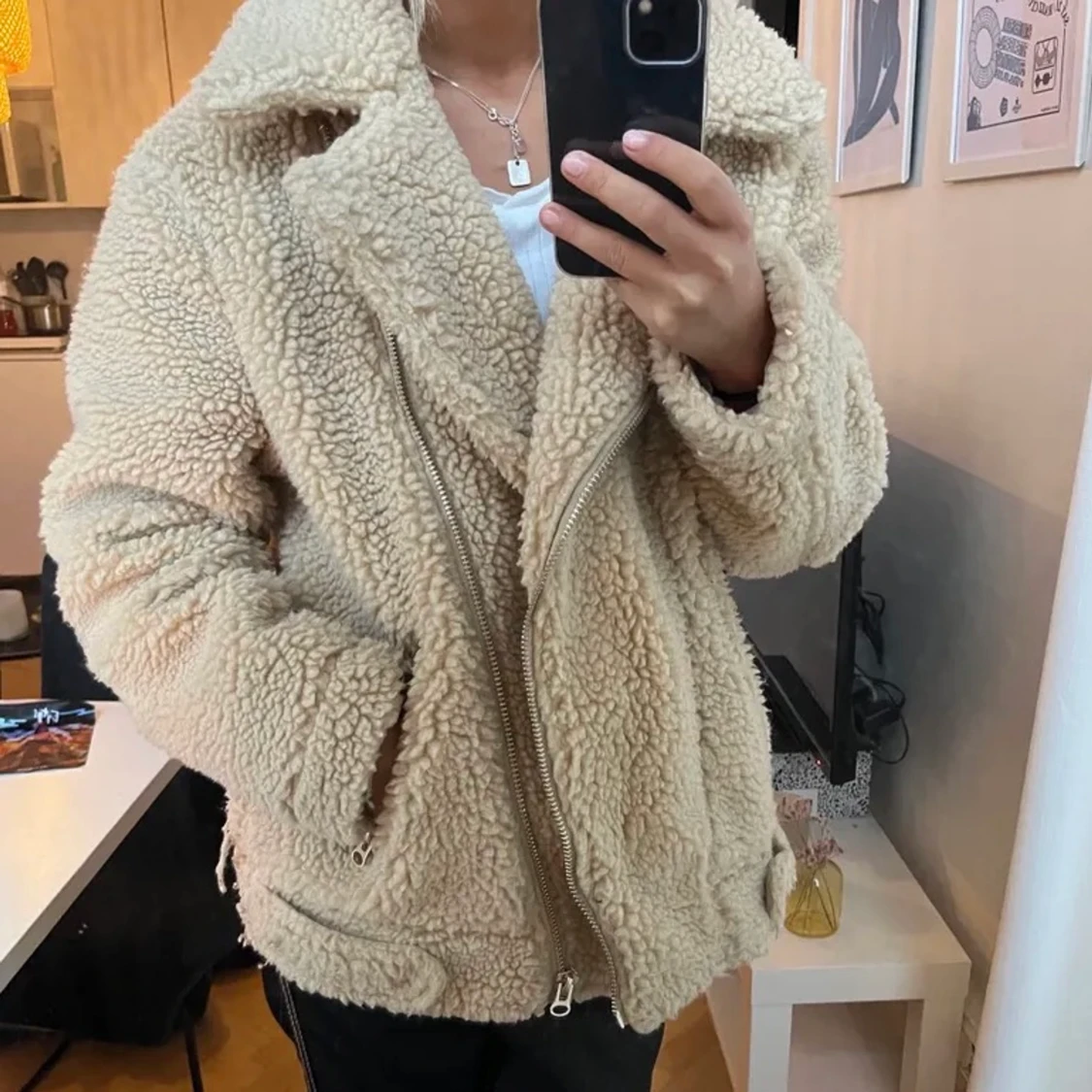 Beige teddyjacka - 90