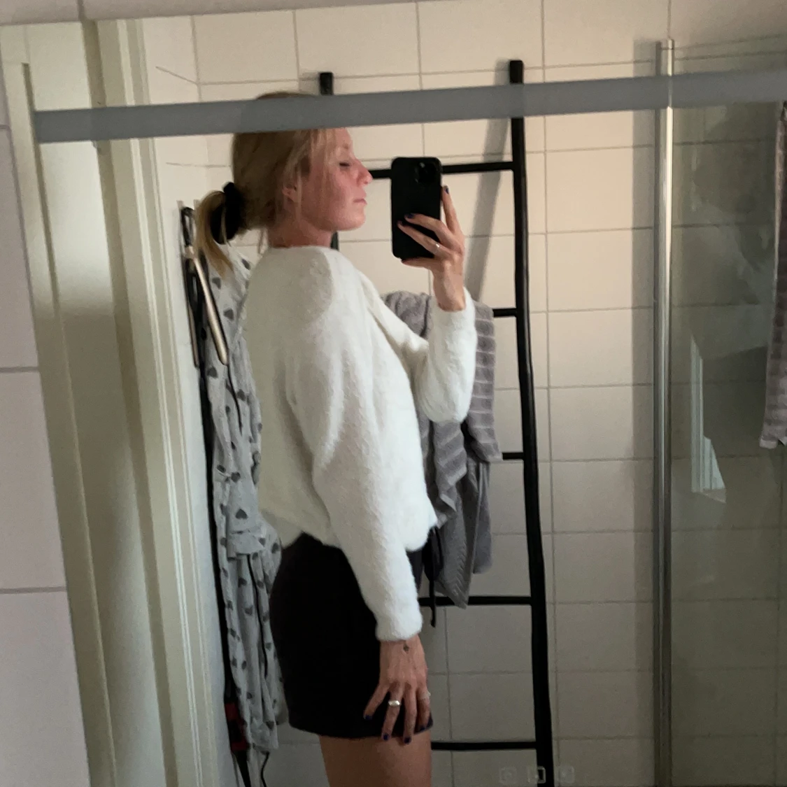 Super mysig vit stickad tröja - 90