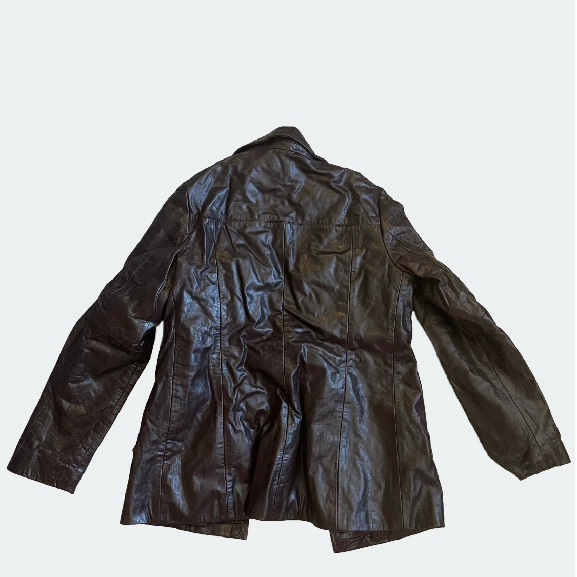 Mörkbrun glansig skinnjacka - 90