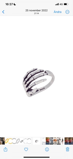 Skull hand ring - Sjukt snygg ring som föreställer en döskallehand 🤍☠️ Den är justerbar så passar alla storlekar och fingrar, unisex! 925 Sterling silver pläterad. 