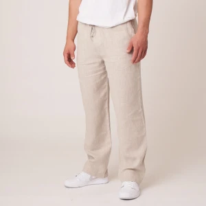 Linnebyxor Herr BRLN M - Hejsan,  Säljer dessa linnebyxor från svenska märket BRLN. De är i 100% lin, wide leg relaxed fit.  Storlek M!  Vid frågor eller funderingar, tveka inte på att höra av dig! Allt gott, Amandus Nyberg