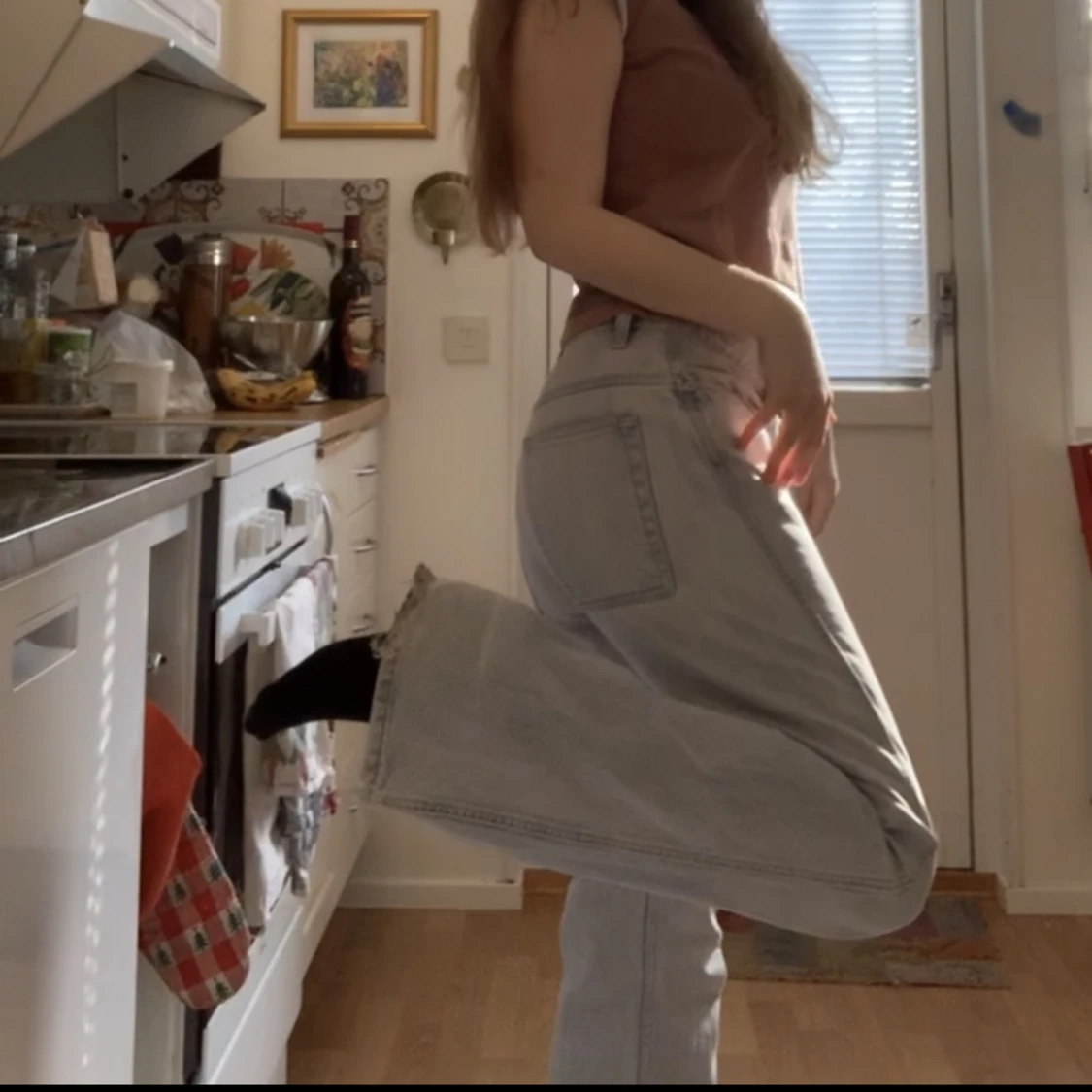 Ljusa lågmidjade jeans