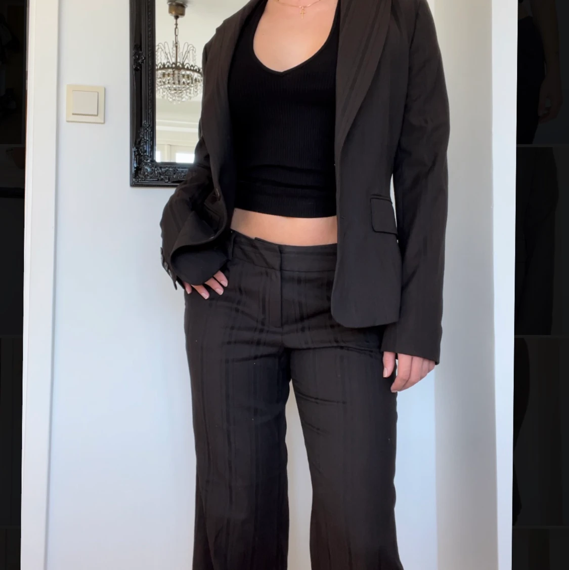 Brunt kostymset med lågmidjade byxor🌝 - 91