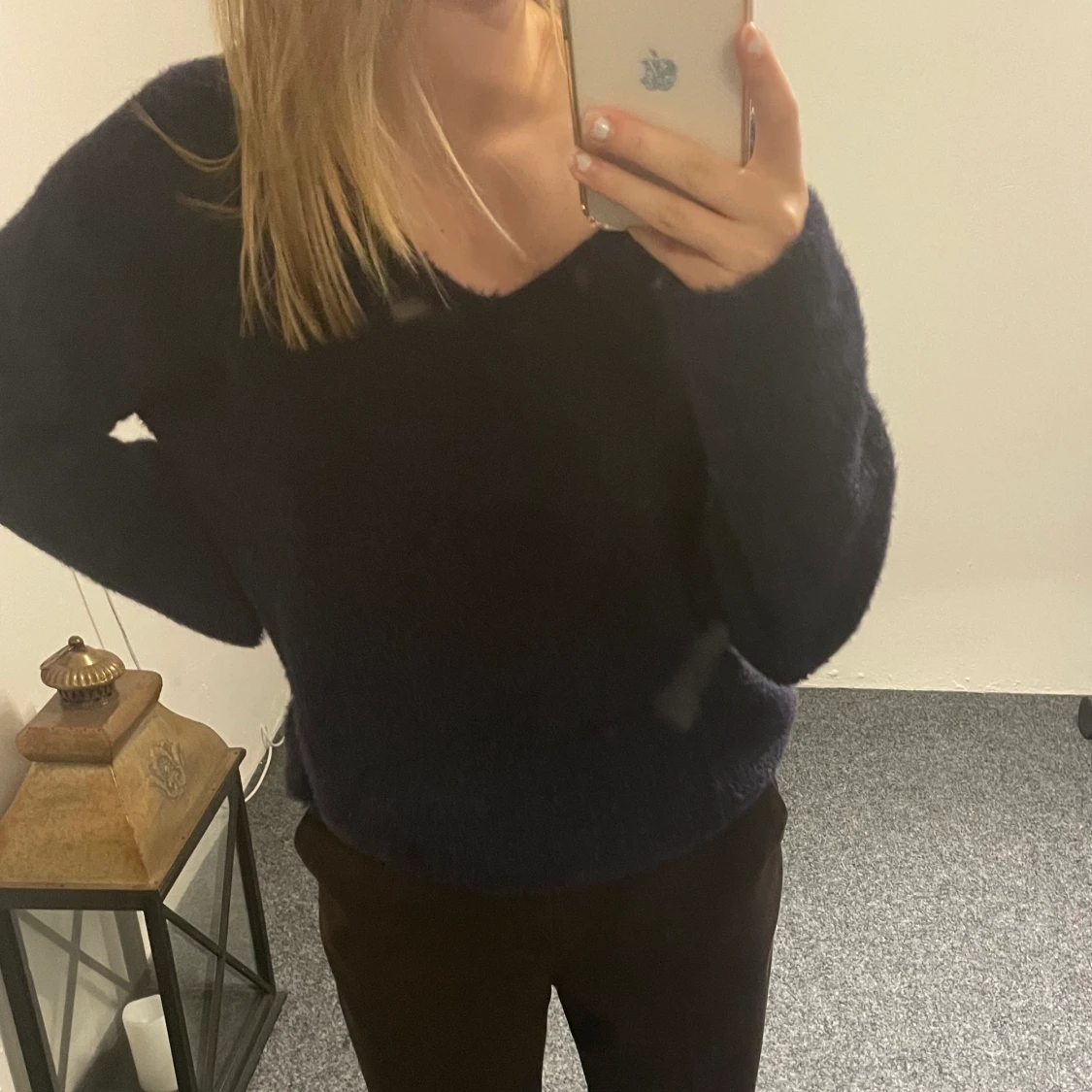 Marinblå stickad tröja str S - 91