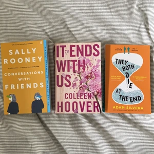It ends with us/ conversations with friends/ they both die at the end - Säljer böckerna ”It ends with us” av Colleen Hoover, ”Conversations with friends” av Sally Rooney och ”They both die at the end” av Adam Silvera. Har aldrig läst dom, de är på engelska och helt nya.  1 bok : 80kr 2 böcker: 140kr 3 böcker: 180kr +frakt 