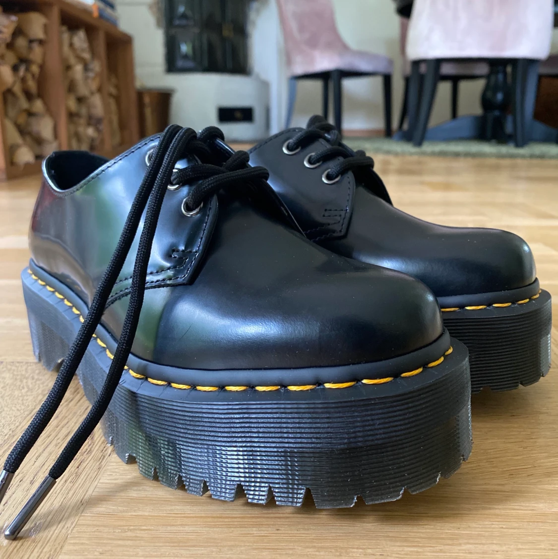Svarta Doc Martens 1461 Quad Platform Låga Skor Inte Använda - Main Image