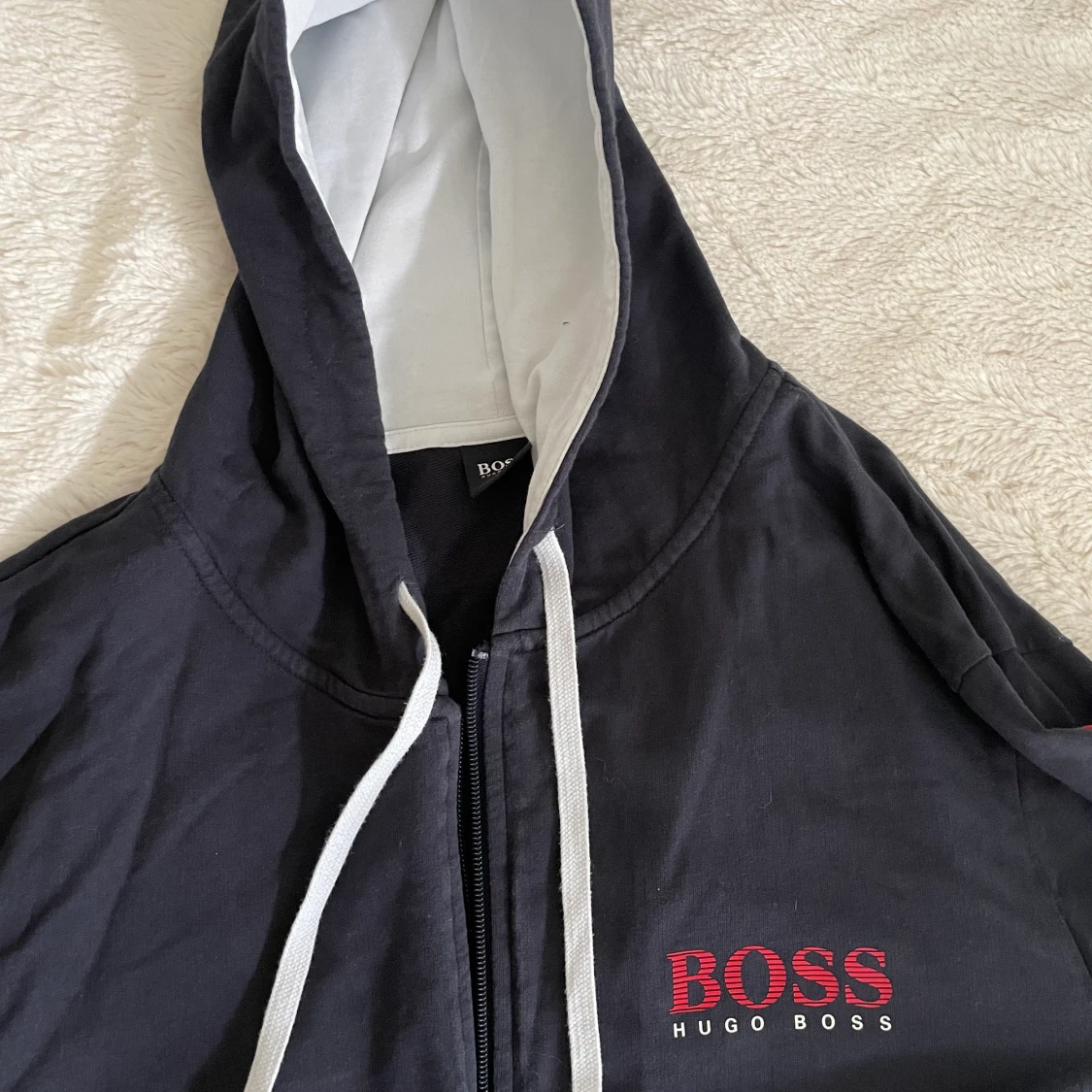 Blå Hugo boss zip upp hoodie - 90