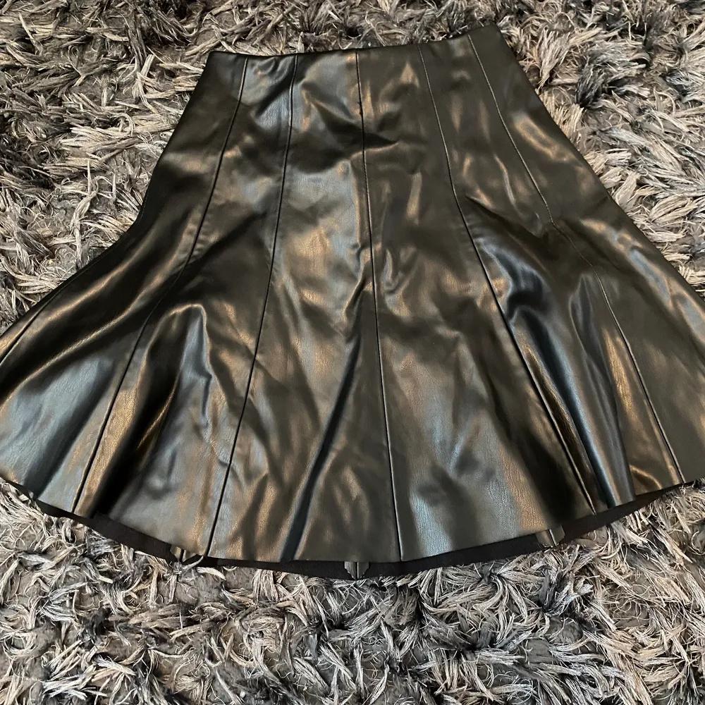 Säljer denna fina skinnkjol från zara, då jag inte tycker att jag passar i den. Mycket bra skick och inga skador. Original pris 299kr. Säljer från 190kr. Då den är som ny.. Hameet.