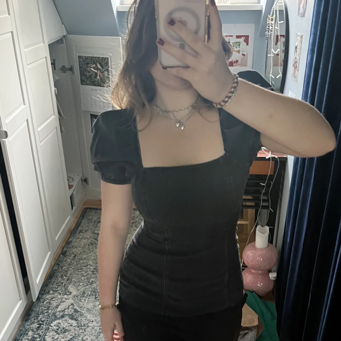 Söt grå topp i jeans material - 90
